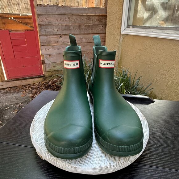 HUNTER ORIGINAL CHELSEA ANKLE BOOTS 10 WOMEN'S OUTDOOR RAINBOOT GREEN NEW PREPPY - Picture 5 of 13